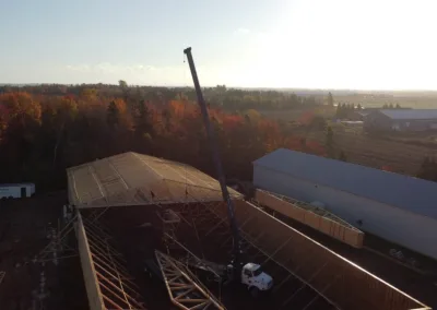 80-foot trusses on a building